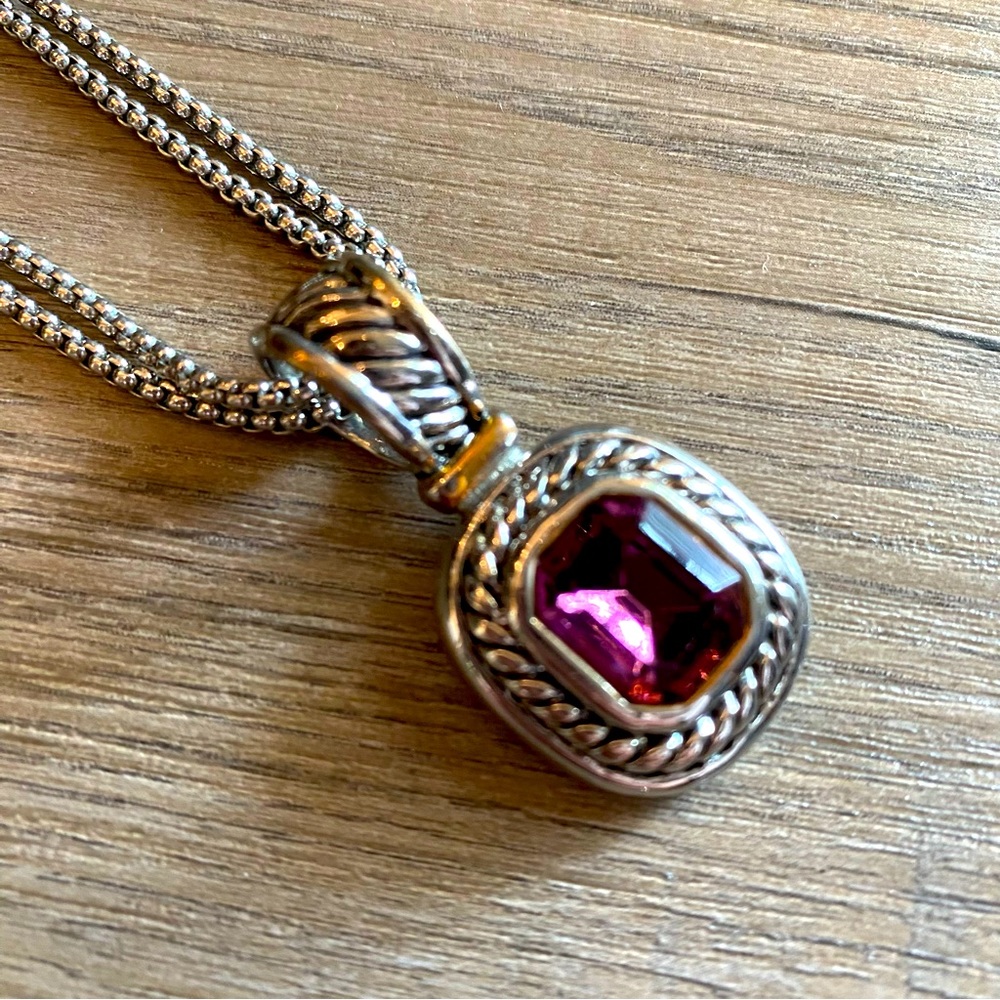 Purple stone double strand lavender necklace
